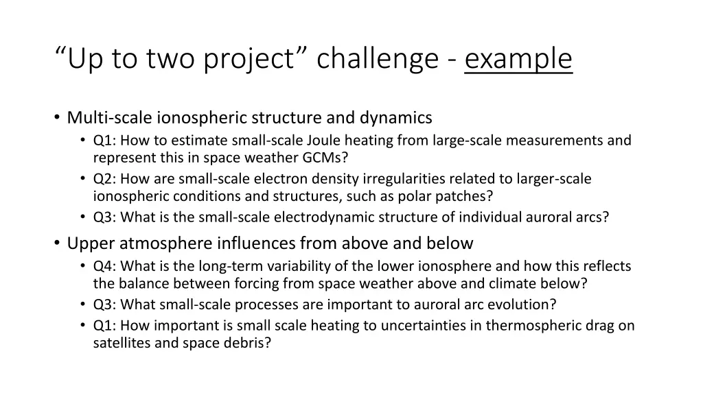 up to two project challenge example