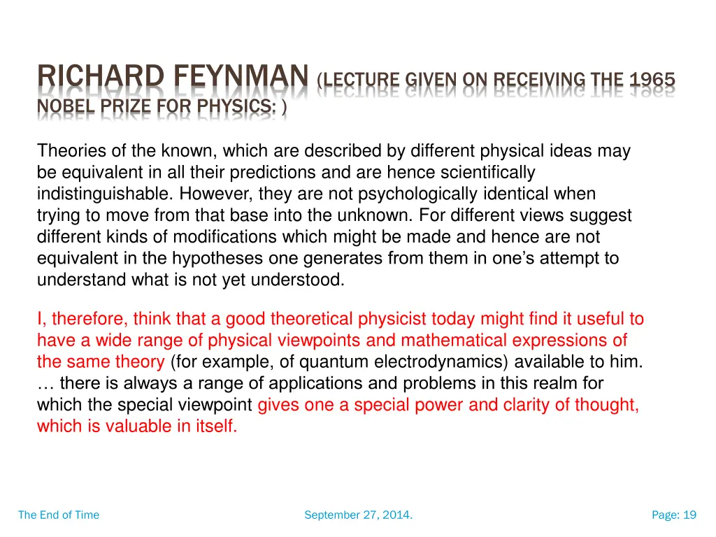 richard feynman lecture given on receiving