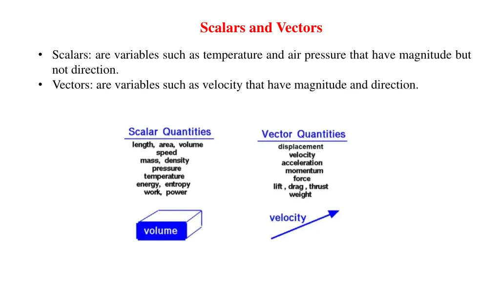 scalars and vectors