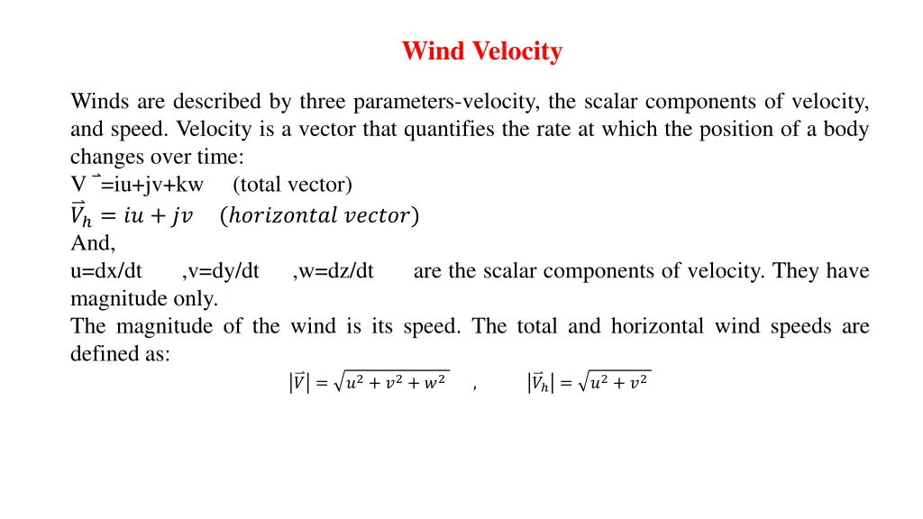 wind velocity