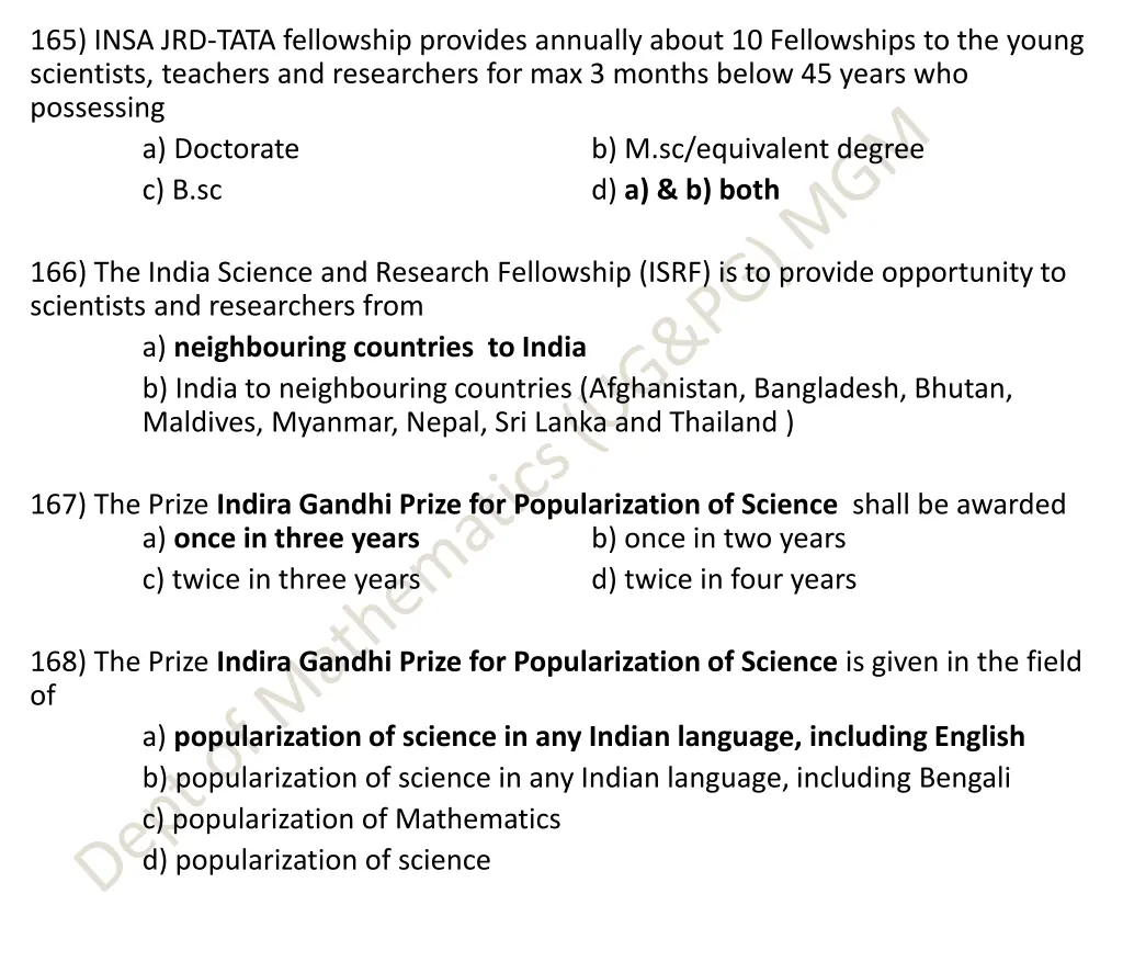 165 insa jrd tata fellowship provides annually