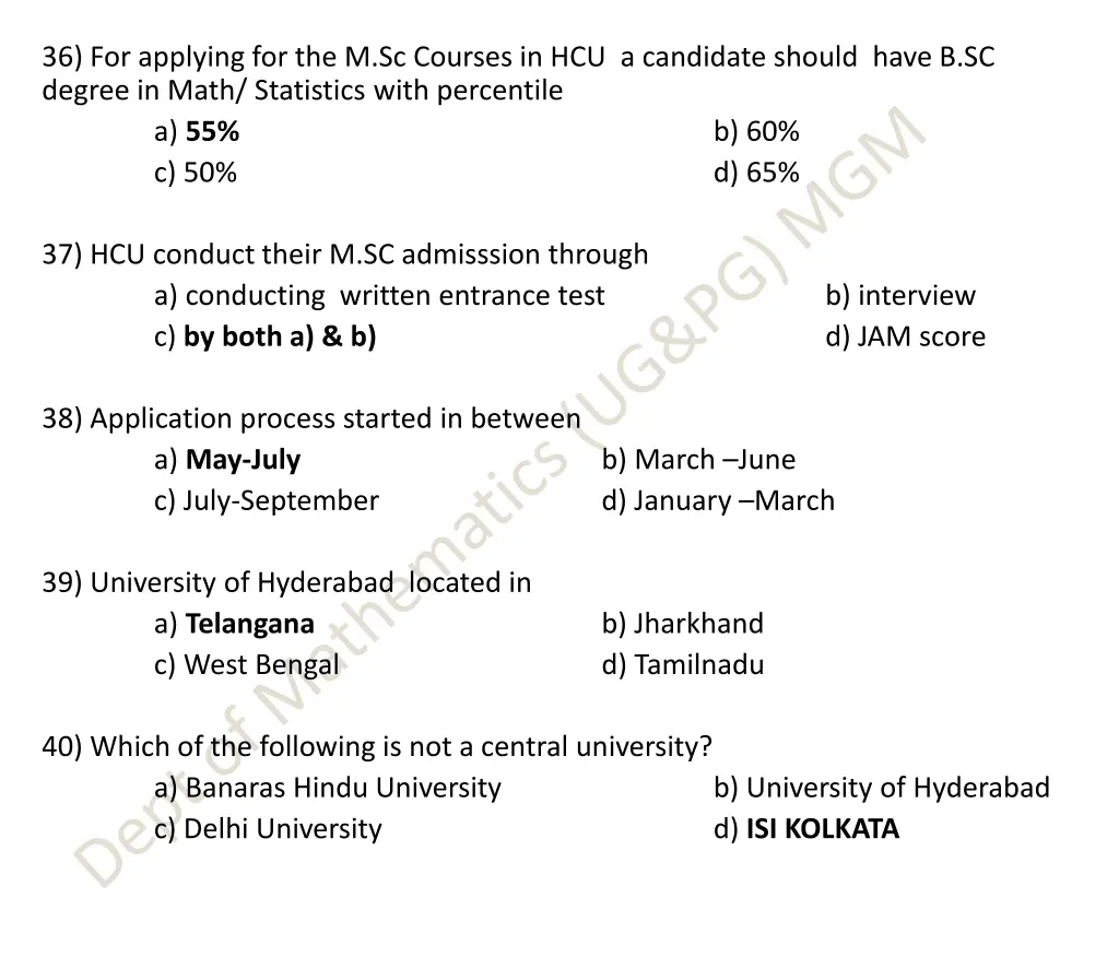 36 for applying for the m sc courses