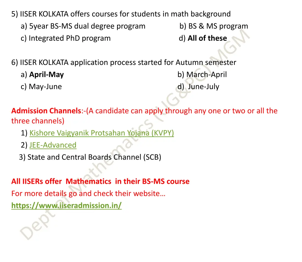 5 iiser kolkata offers courses for students