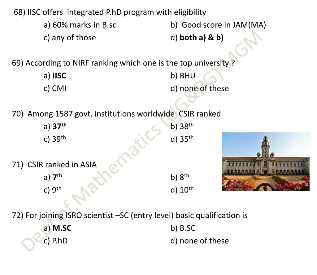 68 iisc offers integrated p hd program with