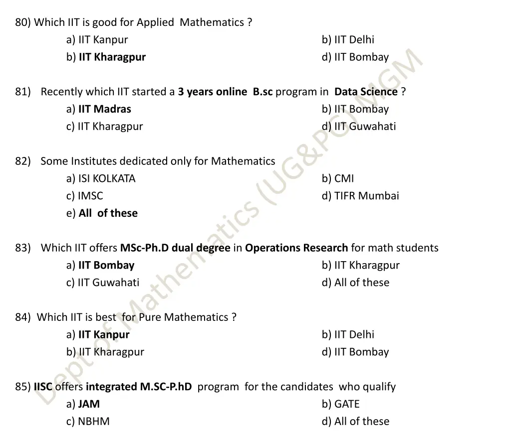 80 which iit is good for applied mathematics