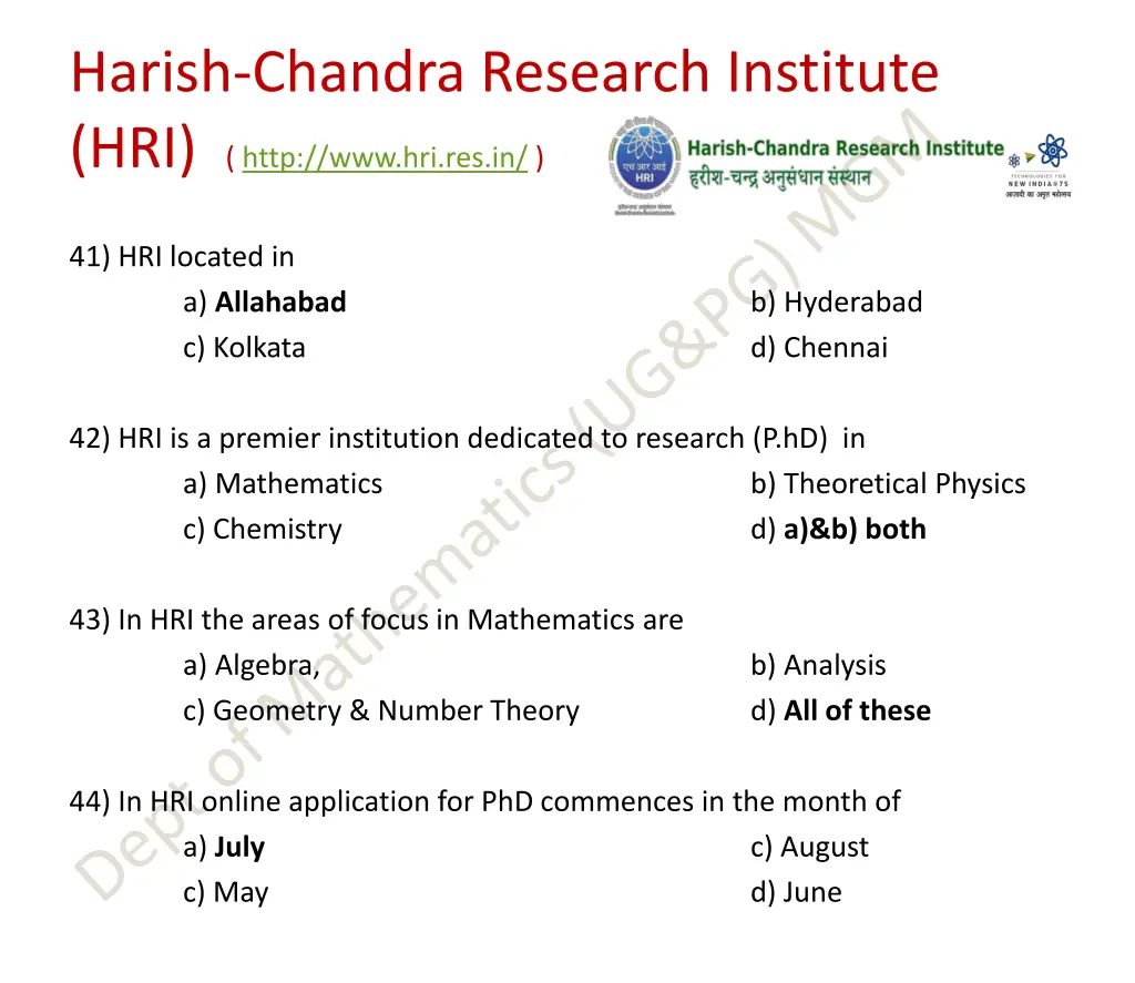 harish chandra research institute hri http