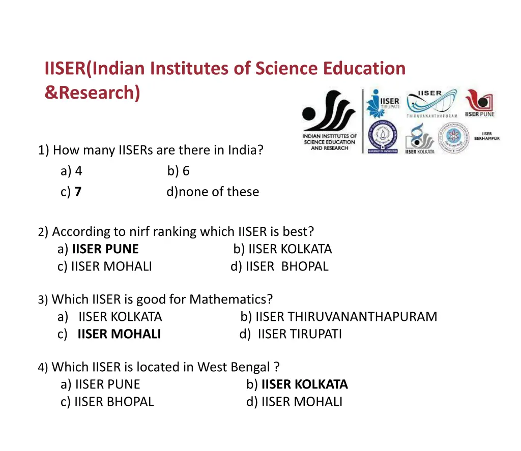 iiser indian institutes of science education