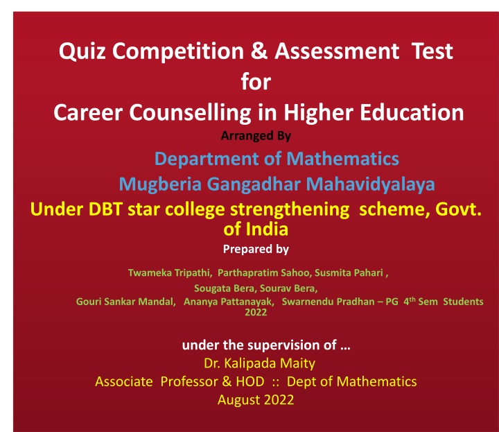 quiz competition assessment test for career