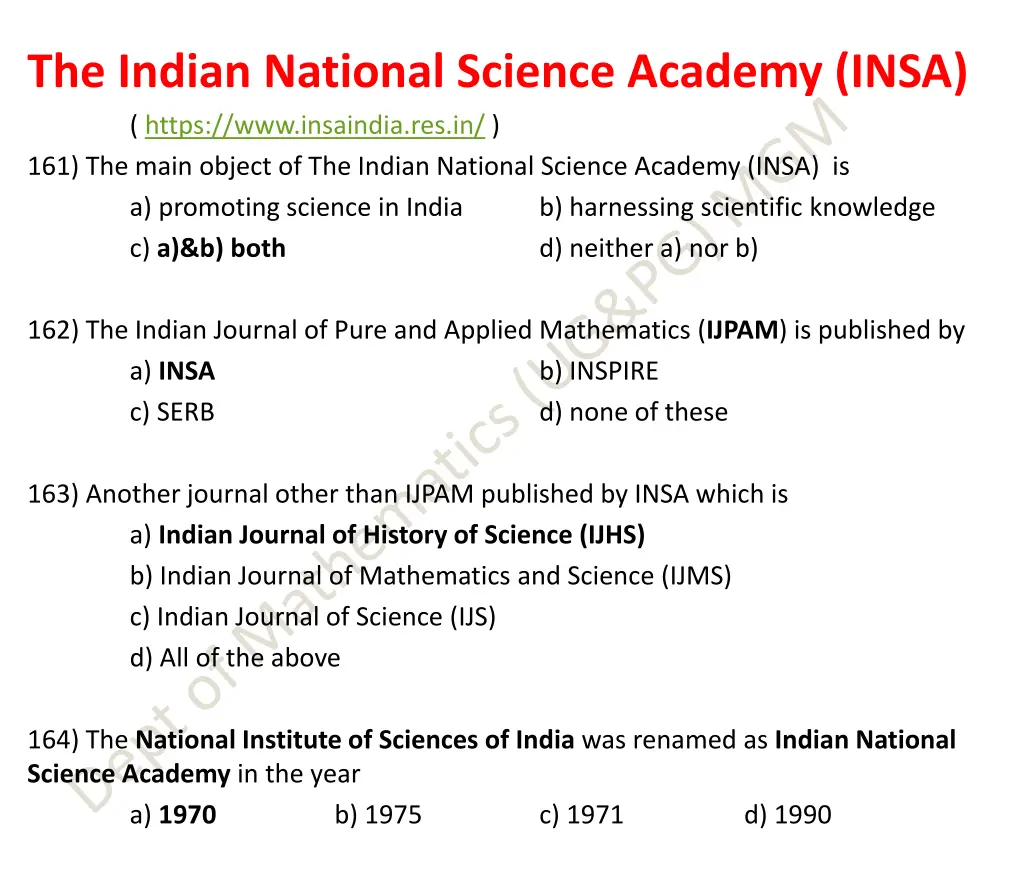 the indian national science academy insa https