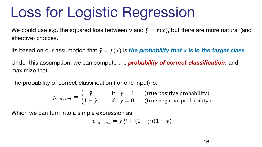 loss for logistic regression