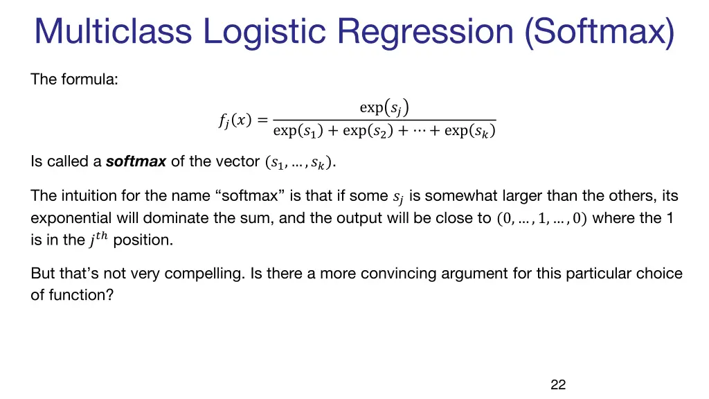 multiclass logistic regression softmax
