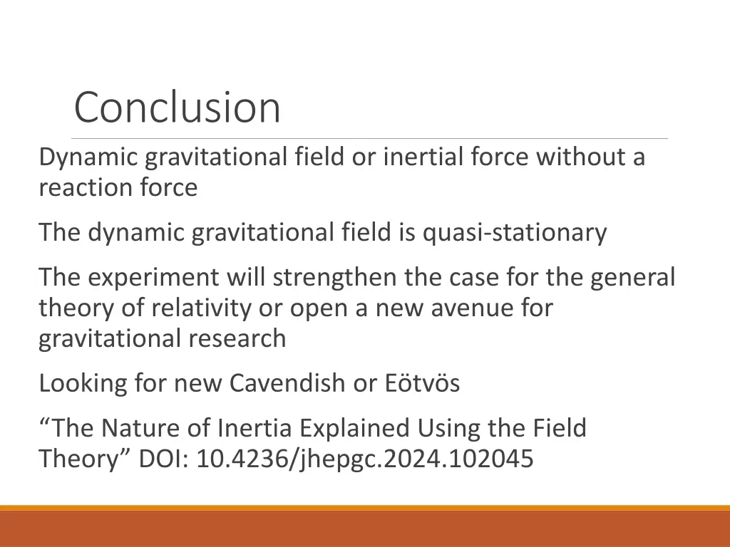 conclusion dynamic gravitational field