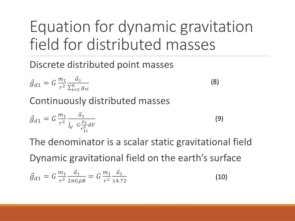 equation for dynamic gravitation field 1