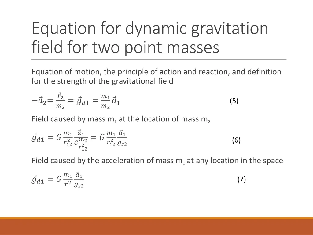 equation for dynamic gravitation field