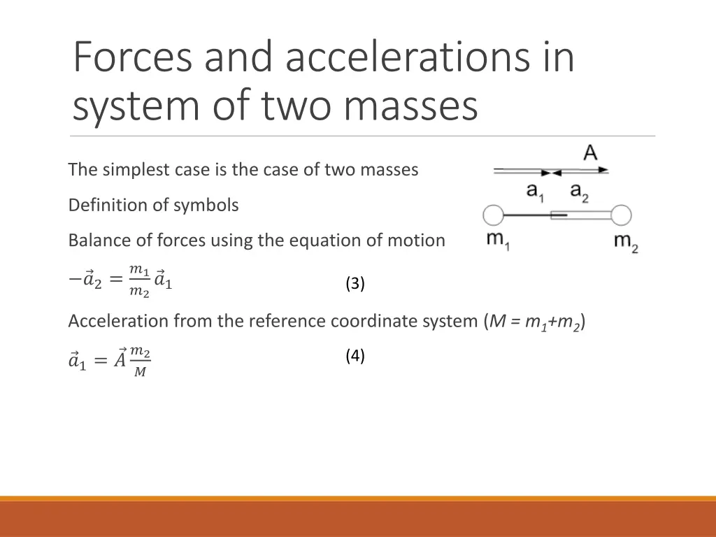 forces and accelerations in system of two masses
