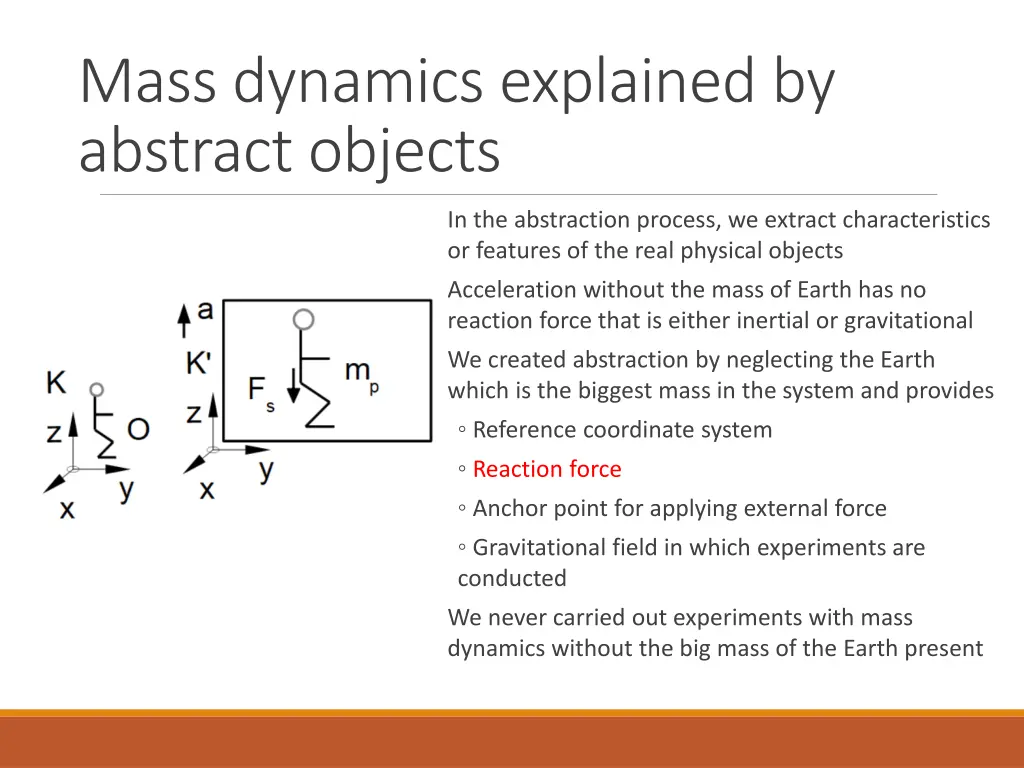 mass dynamics explained by abstract objects
