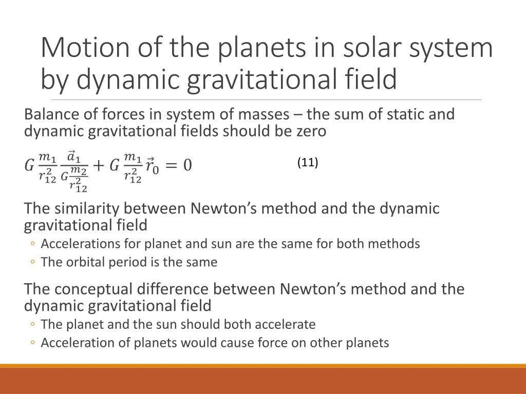 motion of the planets in solar system by dynamic