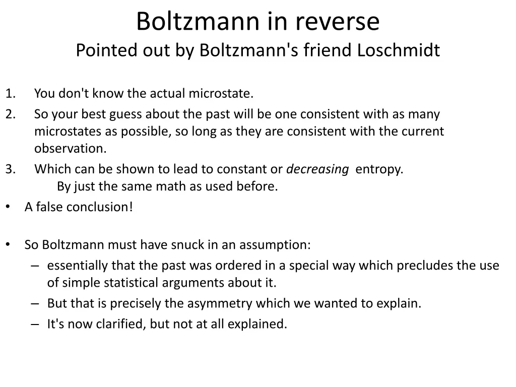 boltzmann in reverse pointed out by boltzmann