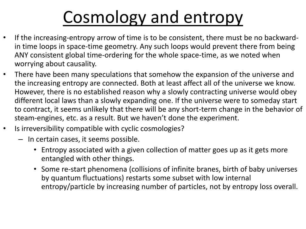 cosmology and entropy