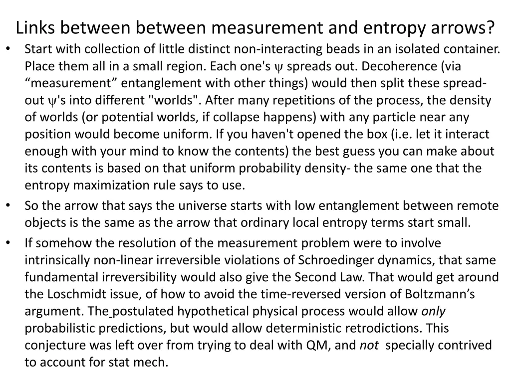 links between between measurement and entropy
