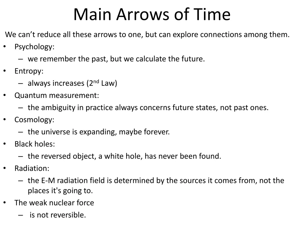 main arrows of time
