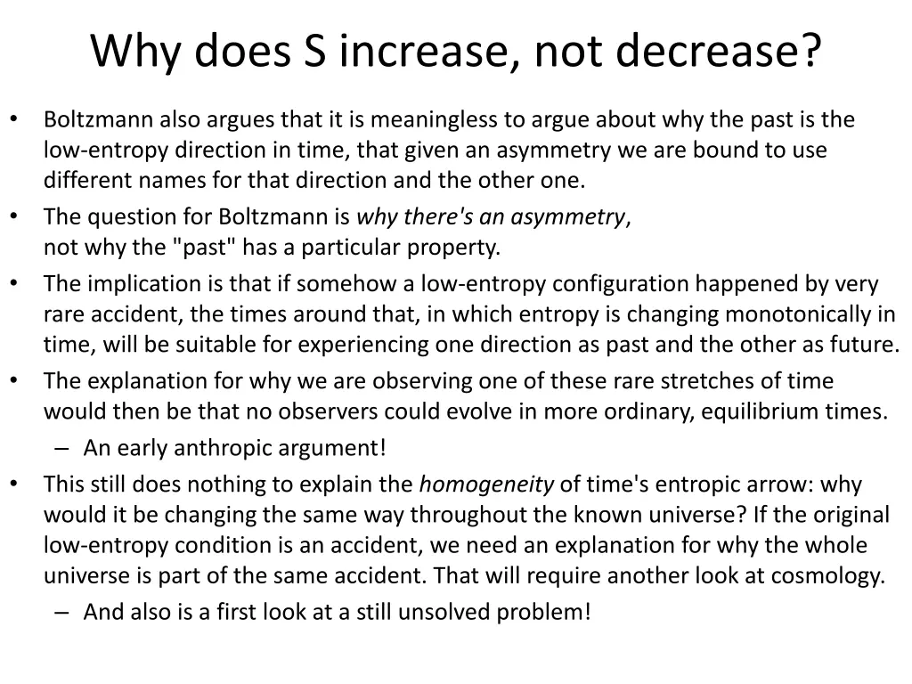 why does s increase not decrease