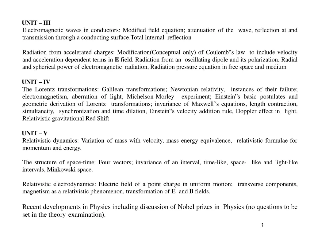 unit iii electromagnetic waves in conductors
