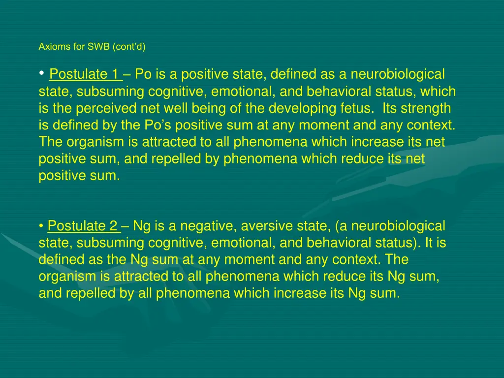 axioms for swb cont d