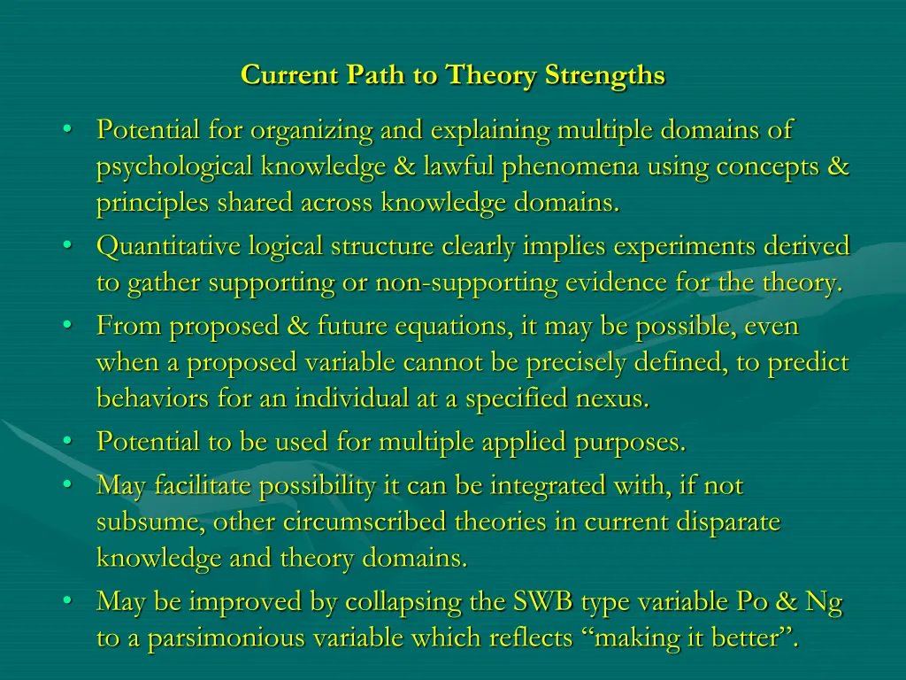 current path to theory strengths