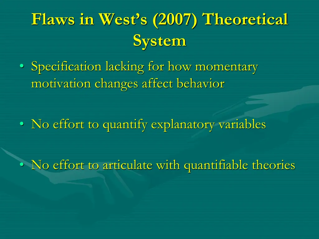 flaws in west s 2007 theoretical system