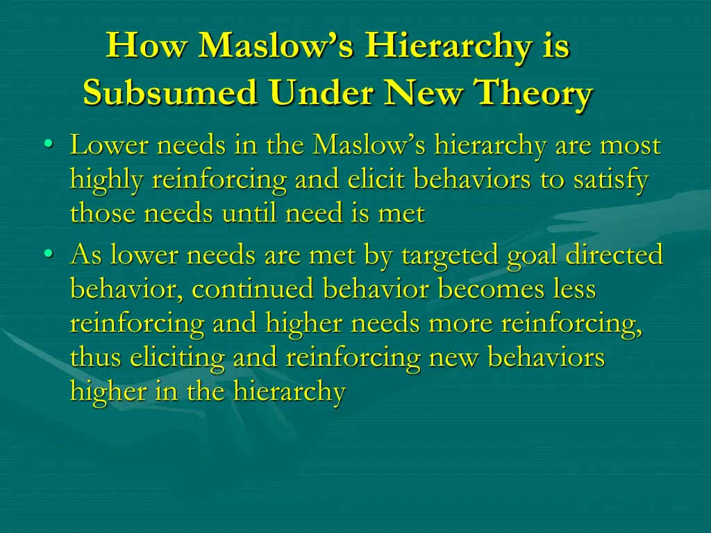 how maslow s hierarchy is subsumed under