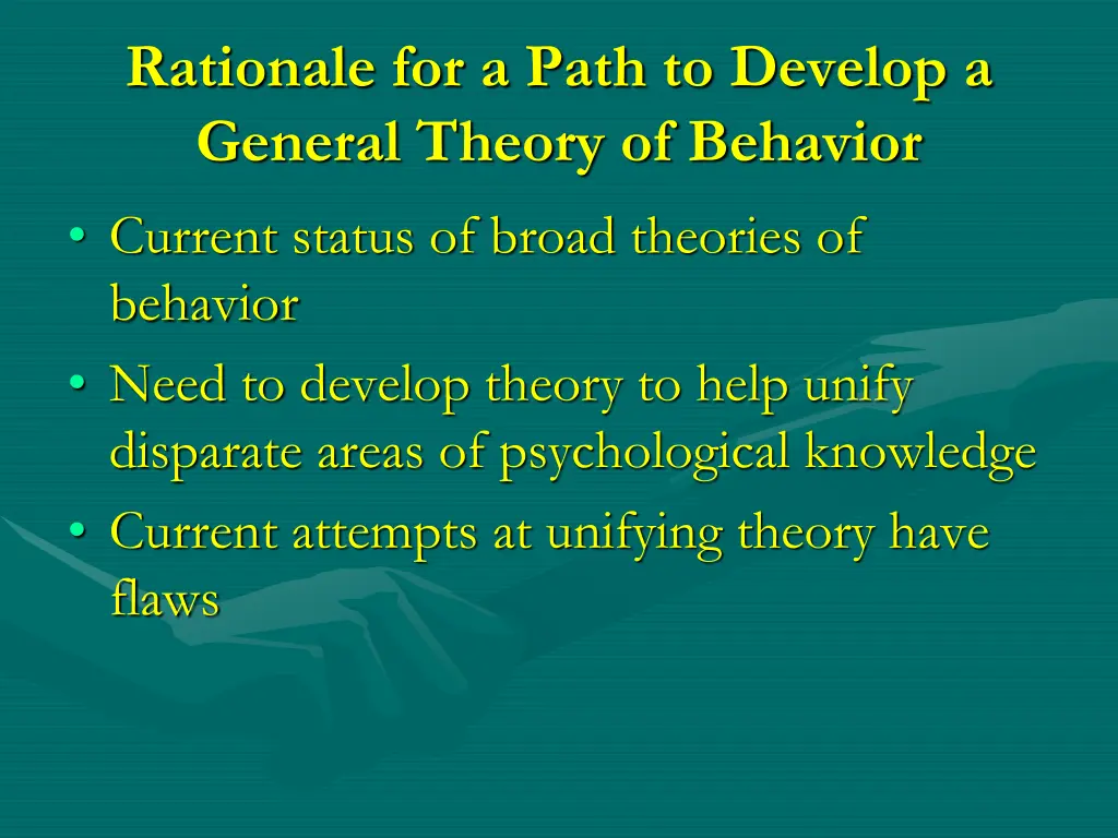 rationale for a path to develop a general theory