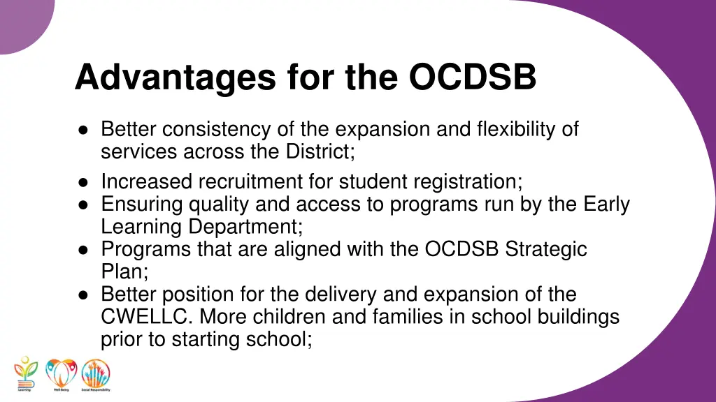 advantages for the ocdsb