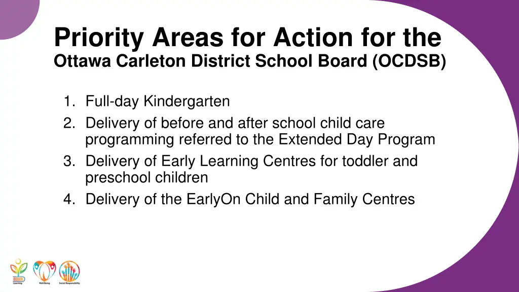 priority areas for action for the ottawa carleton