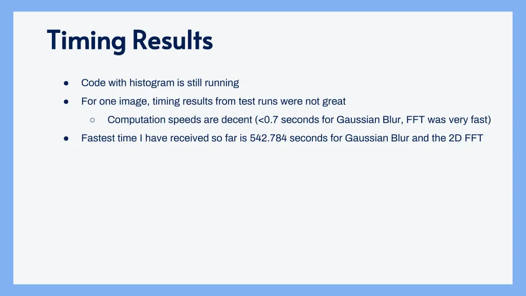 timing results timing results