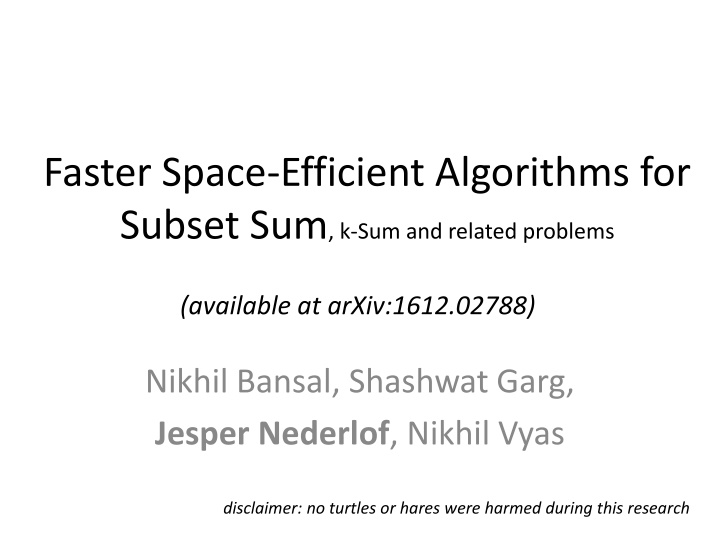 faster space efficient algorithms for subset