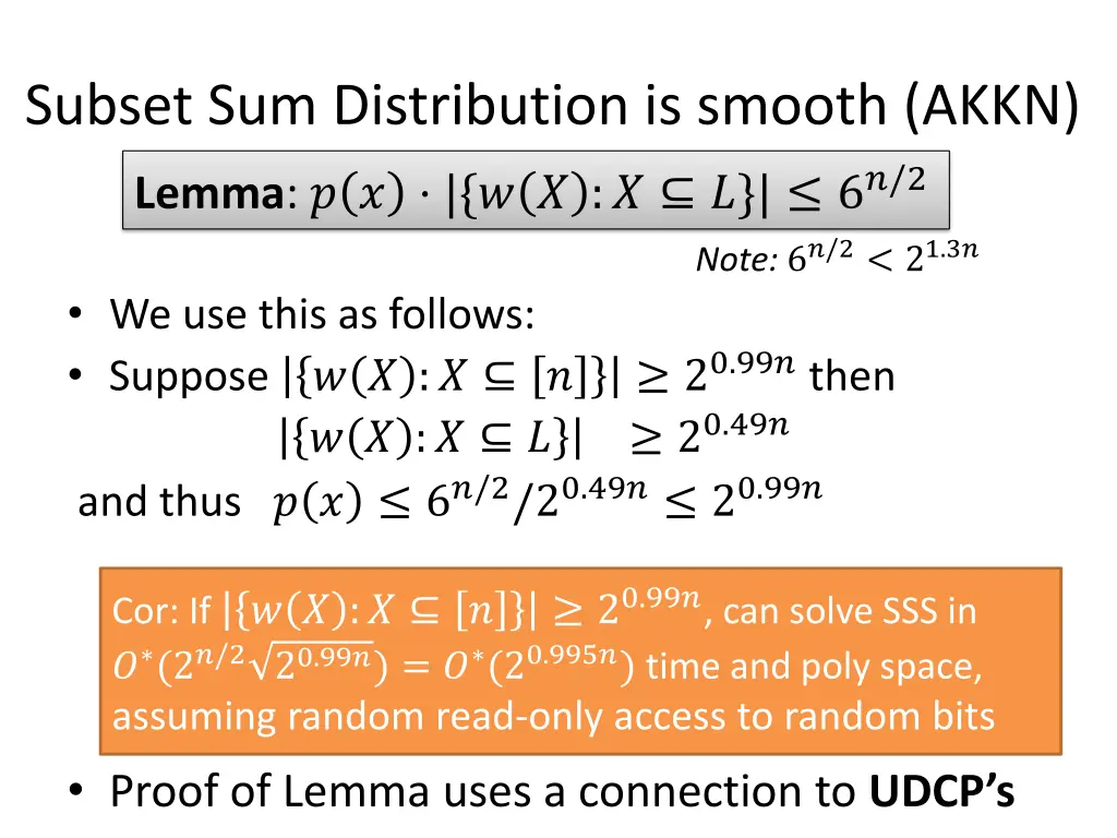 subset sum distribution is smooth akkn
