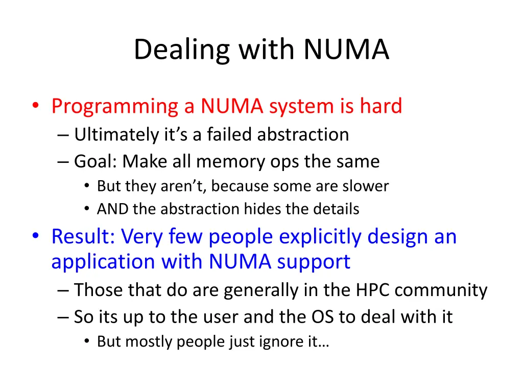 dealing with numa