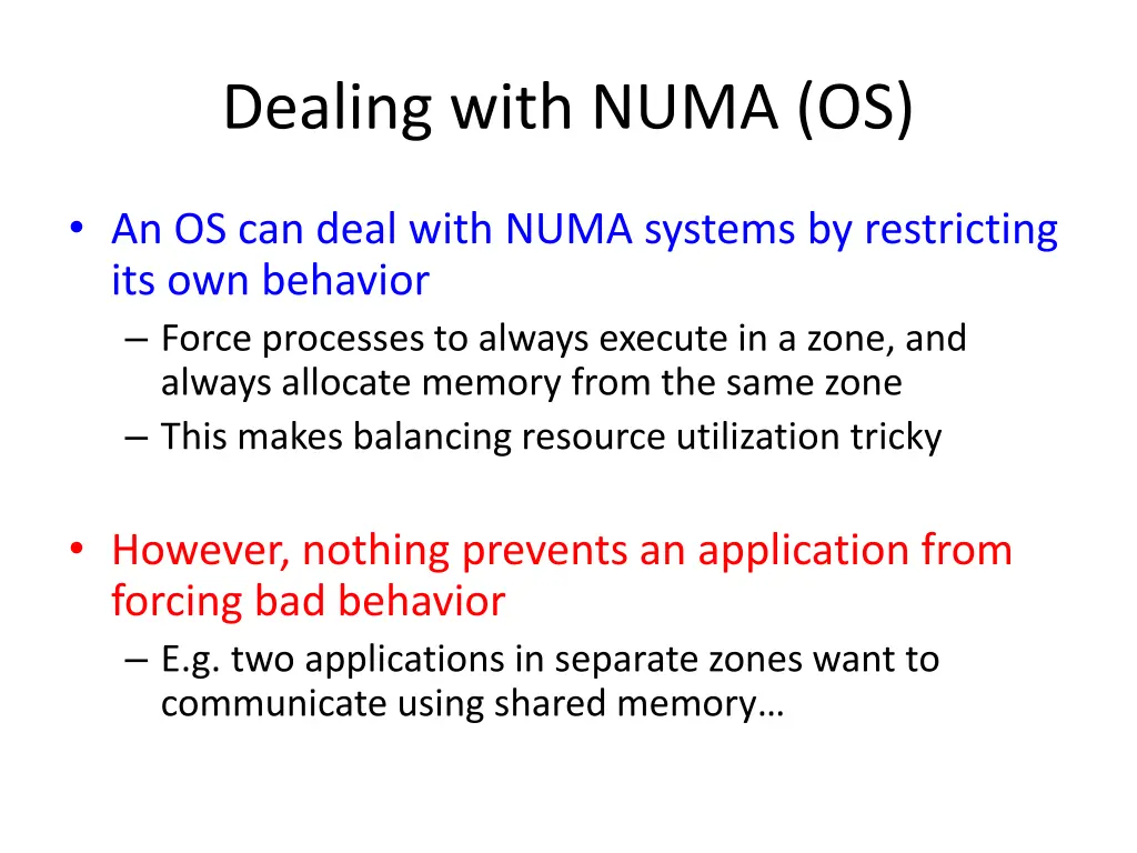 dealing with numa os