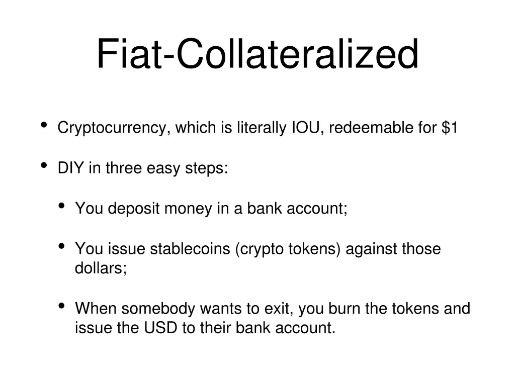 fiat collateralized