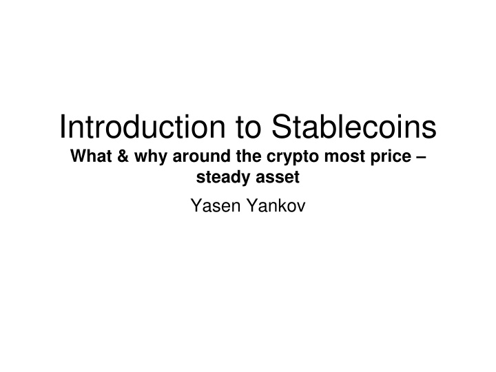 introduction to stablecoins what why around