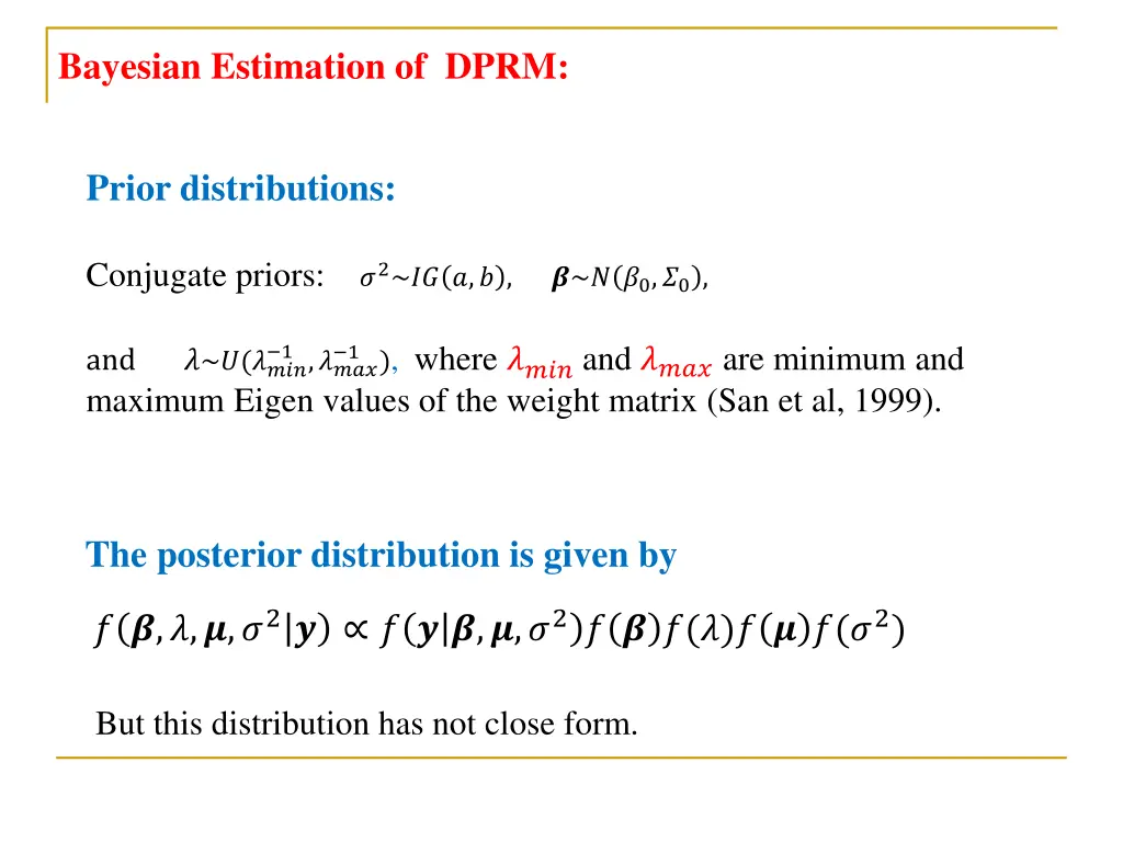 bayesian estimation of dprm