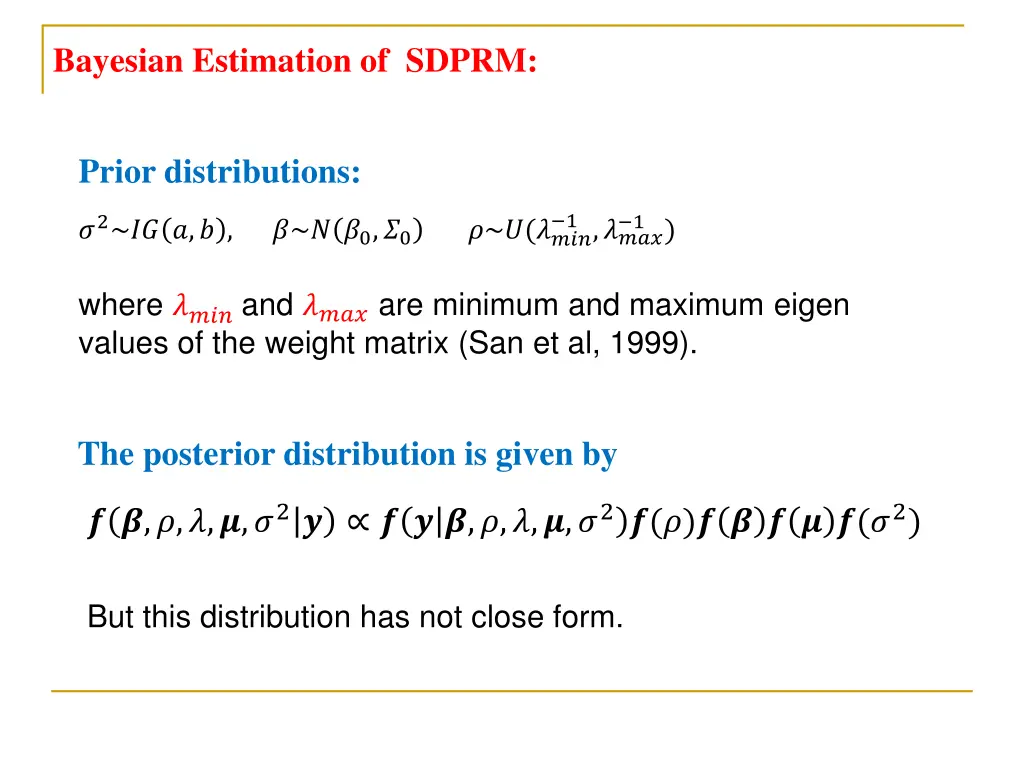 bayesian estimation of sdprm 1