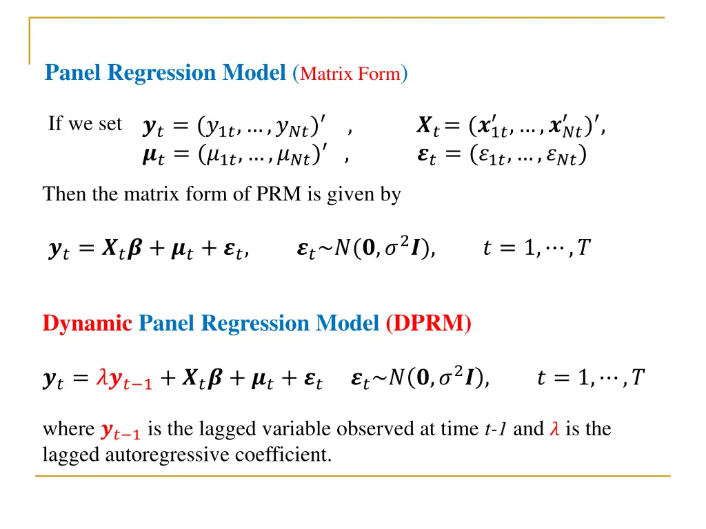 panel regression model matrix form