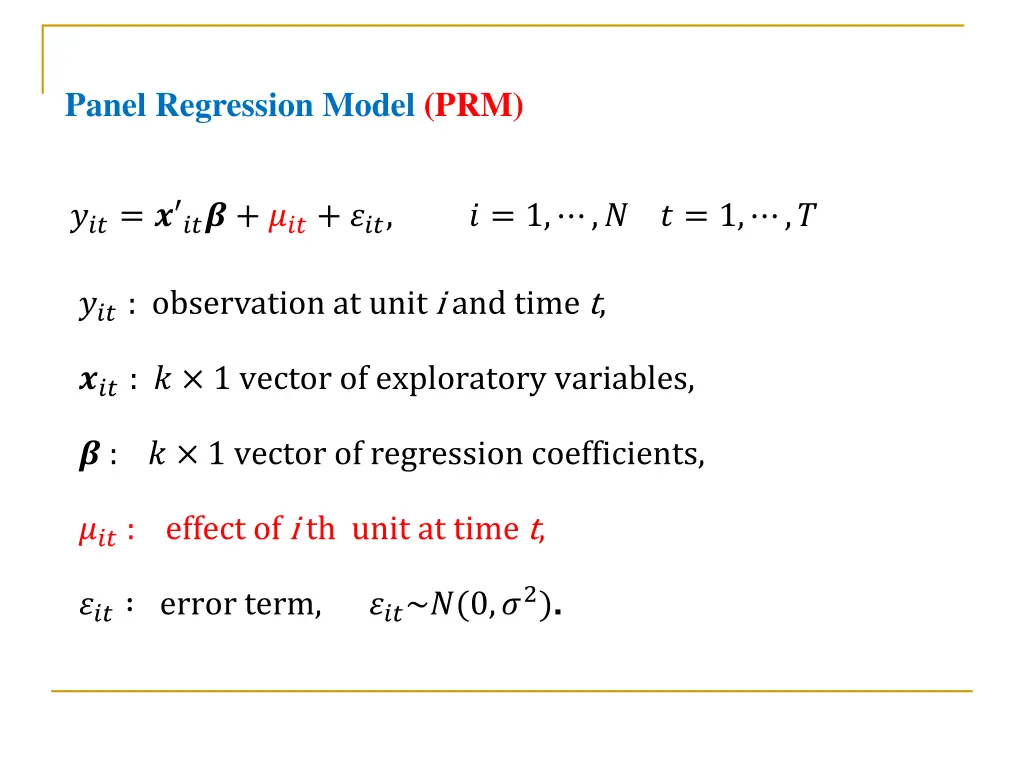 panel regression model prm