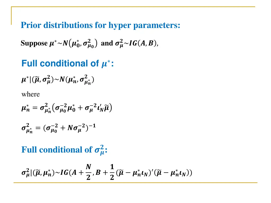 prior distributions for hyper parameters