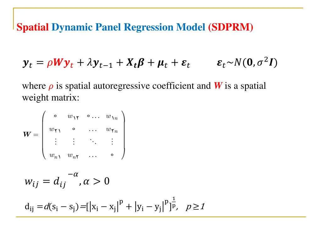 spatial dynamic panel regression model sdprm