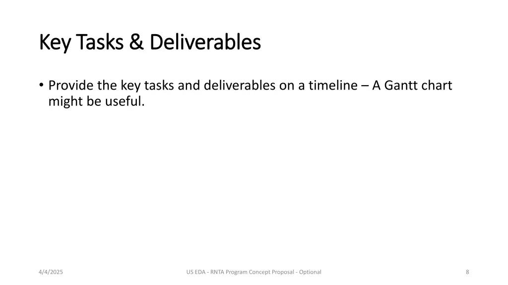 key tasks deliverables key tasks deliverables