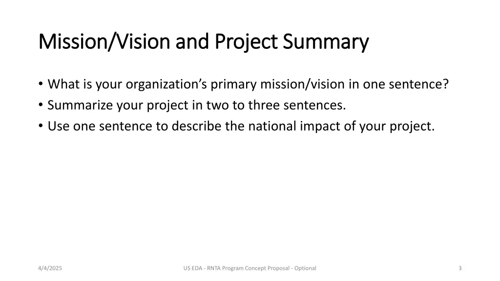 mission vision and project summary mission vision