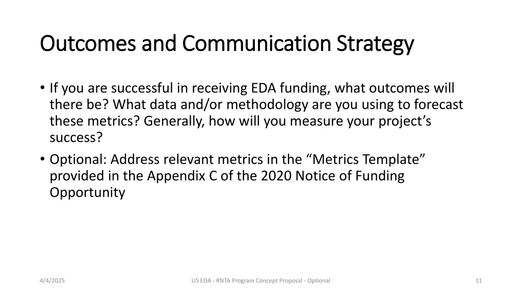 outcomes and outcomes and communication strategy